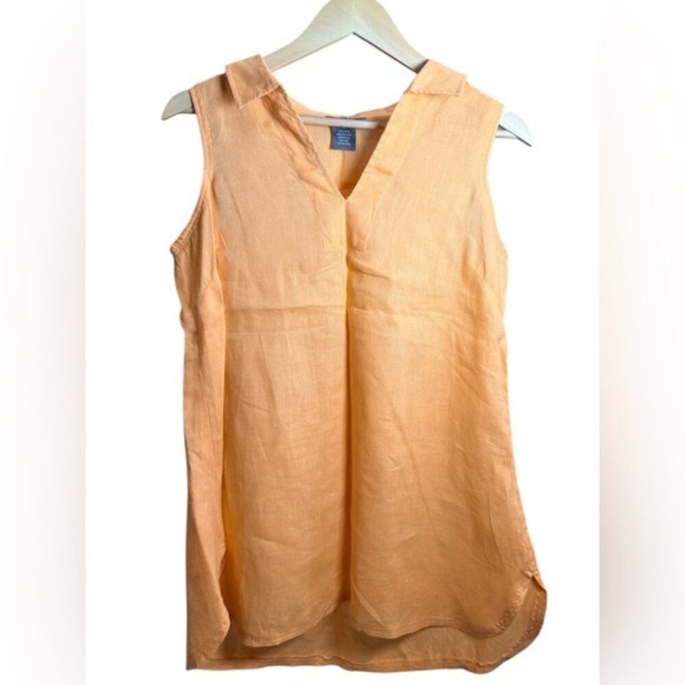 Neiman Marcus Peach Sleeveless Linen Blouse size Small